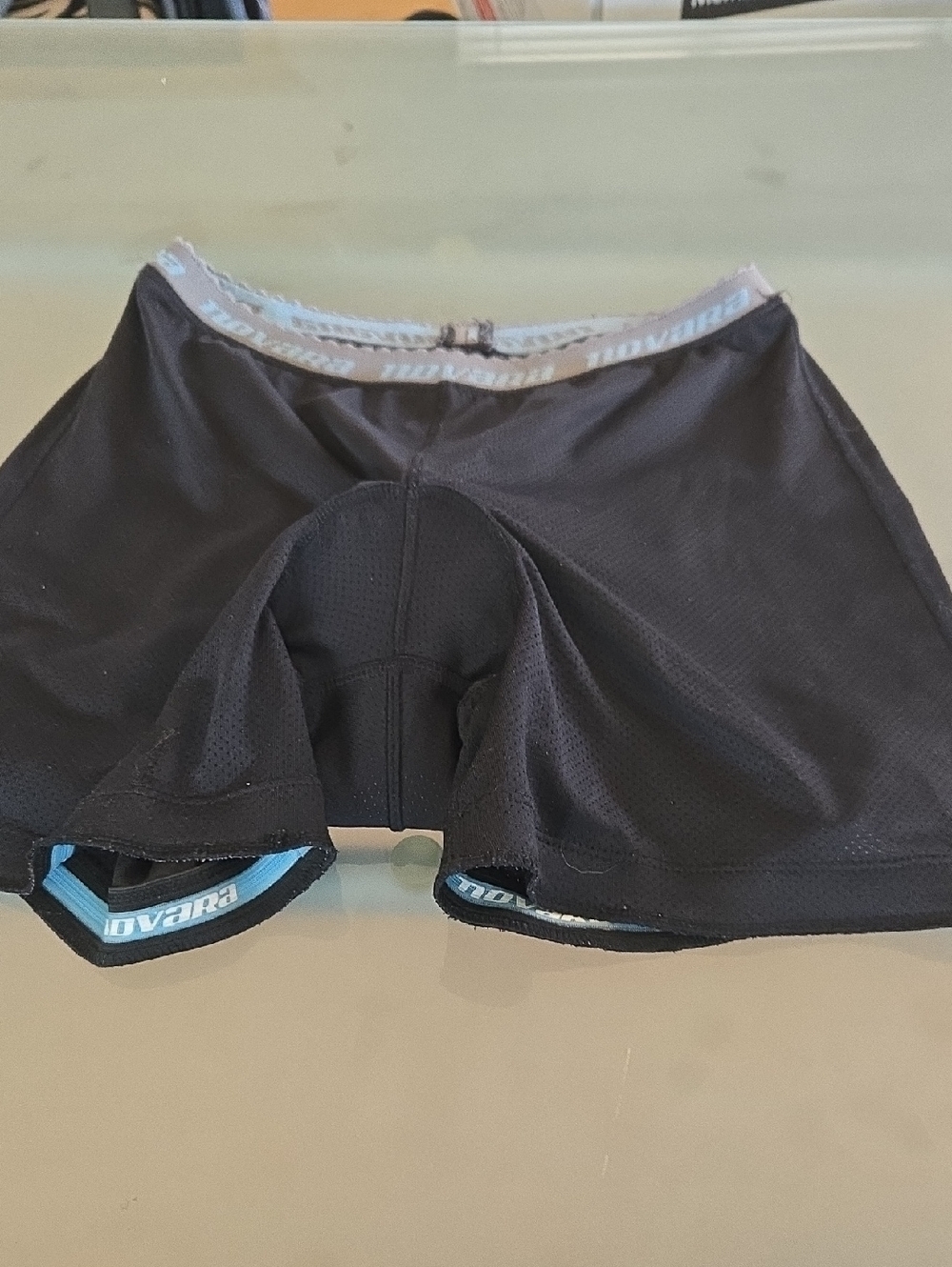 Novara Black Athletic Bike Shorts with Light Blue Trim